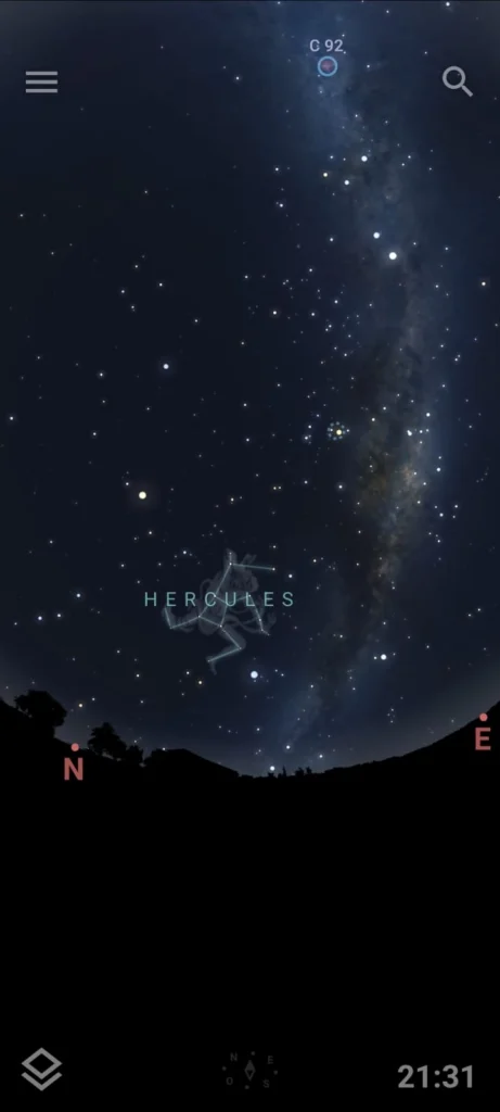 Exemplo de uso do Stellarium