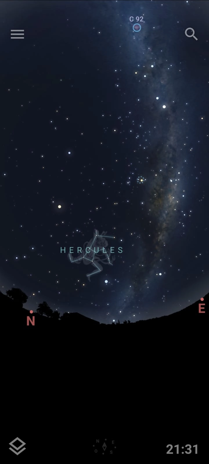 Exemplo de uso do Stellarium